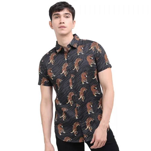 Image of KETCH Men Slim Fit Printed Half Sleeve Shirt