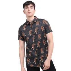 KETCH Men Slim Fit Printed Half Sleeve Shirt