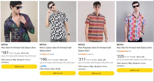 Image of KETCH Men's Shirts Starting ₹187 