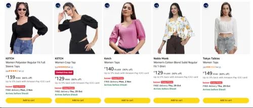 Image of KETCH Women Crop Top3 at minimum 80% Discount