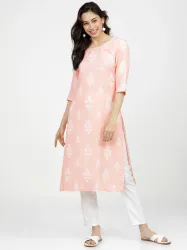 KETCH  Women Printed Cotton Blend Straight Kurta  
