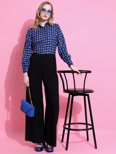 Image of KETCH Women Regular Fit Printed Mandarin Collar Casual Shirt