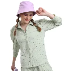 Ketch Womens Polyester Regular Fit Self Design Full Sleeve Shirt