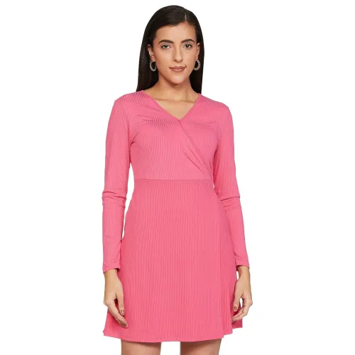 Image of KETCH Womens Long Sleeve Casual FIT Dress (KHJ6000188_Pink_M)