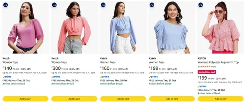Image of Ketch Women's Tops upto 90% Discount