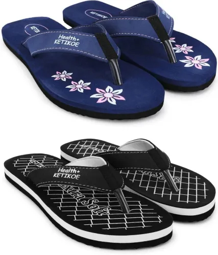 Image of KETIKOE  Ortho-Care Comfort Slippers For Womens and Girl's Flip Flops (Pack of 2) Women Slippers (Multicolor , 8)