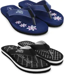 KETIKOE  Ortho-Care Comfort Slippers For Womens and Girls Flip Flops (Pack of 2) Women Slippers (Multicolor , 8)