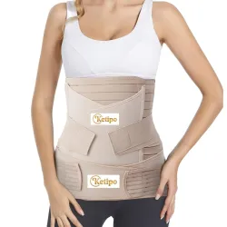 KETIPO 3 in 1 Postpartum Support - Recovery Belly / waist / pelvis Belt Shapewear Slimming Girdle, Beige