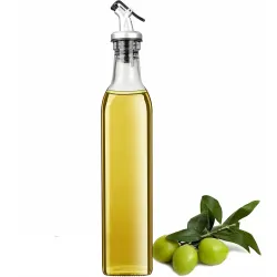 Kettlekane 500ML Leak-Proof Clear Glass Oil Dispenser Bottle, Oil & Vinegar Cruet Dispenser Bottle (Pack of 1)
