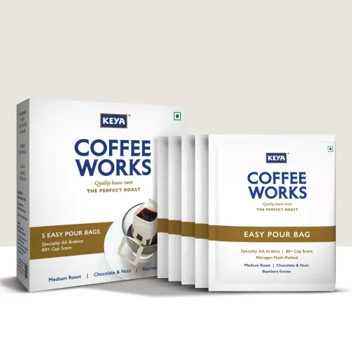 Image of Keya Coffee Works Easy Pour Over Coffee (Pack of 5) | Specialty AA Grade Arabica | Medium Roast | Baarbara Estate | Fres