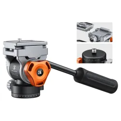 K&F Concept Fluid Head, Silky-Smooth, Stable Tripod Fluid Head for pan and tilt,Arca Swiss-Compatible Fluid Head Mount,