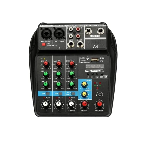 Image of KH Professional 4-Channel Audio Mixer with USB & Bluetooth