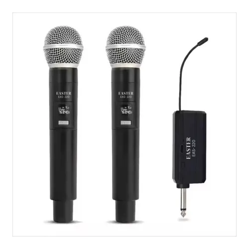 Image of kh UHF Wireless Dual Handheld Microphone System Rechargeable Cordless Dual Mics