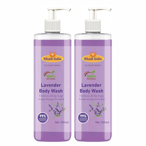 Image of Khadi 100% Pure Natural Lavender Herbal Body Wash, 400ml, Po2