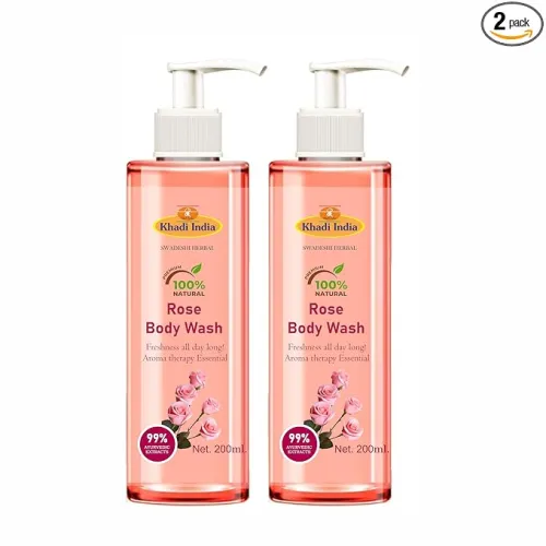 Image of Khadi 100% Pure Natural Herbal Bulgarian Rose Petal Body Wash| Cleaner and glowing skin| Shower Gel with fragrance of ro