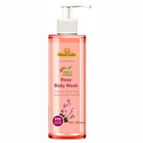 Image of Khadi Herbal Bulgarian Rose Petal Body Wash 200ml