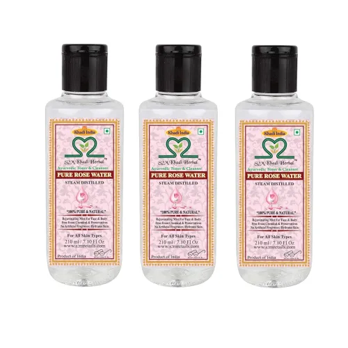 Image of S2M KHADI HERBAL Rose water /Toner Rejuvenating Mist For Face and Body Steam Distilled for all Skin Types 210ml (Pack of
