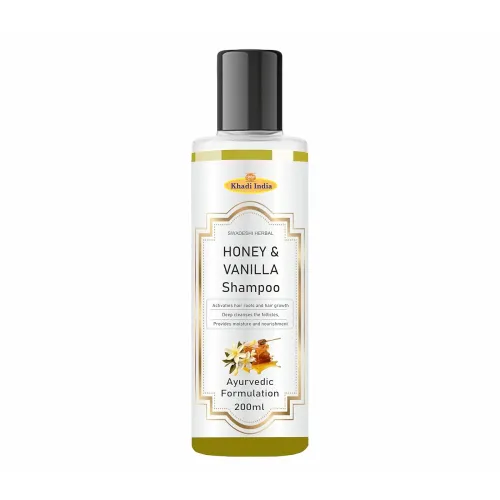 Image of Khadi Honey Vanilla Shampoo – 100% Natural Moisturizing Cleanser for Smooth, Frizz-Free Hair – Gentle on Scalp – Sulfate