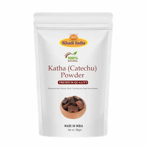 Image of Khadi 100% Pure & Natural Katha Powder for Hair Colour | Fresh Catechu in Zipper Pouch (100gm)