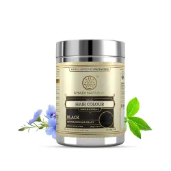 Khadi Natural Black Henna Powder | Herbal Hair Colour Powder for Natural Grey Coverage | Helps Enhance Hair Colour & Imp