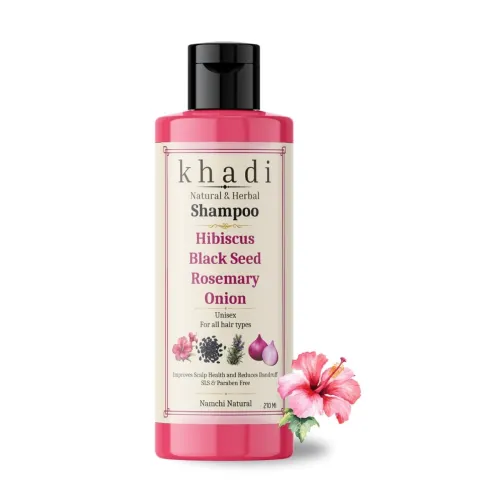 Image of Khadi Natural Hibiscus, Black Seed, Rosemary & Onion Shampoo for Best Growth & Reduces Hair Fall | Improves Scalp Health