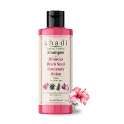 Khadi Natural Hibiscus, Black Seed, Rosemary & Onion Shampoo for Best Growth & Reduces Hair Fall | Improves Scalp Health