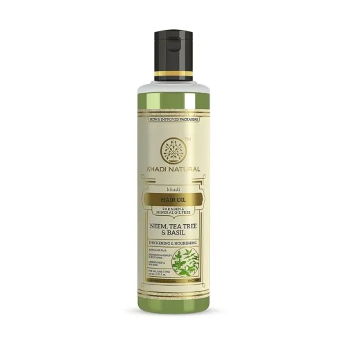 Image of Khadi Natural Herbal Hair Oil – Neem, Tea Tree & Basil, 210ml