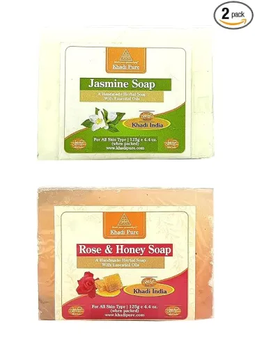 Image of Khadi pure Herbal Jasmine & Rose & Honey Soap (125g) Pack of 2 (250g)