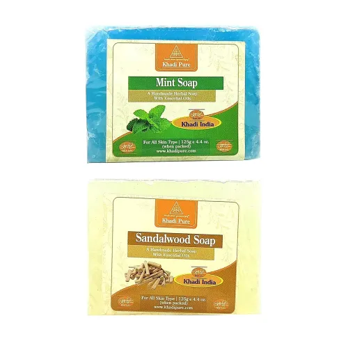 Image of Khadi Pure Mint & Sandalwood Soap - 125g, Pack of 2