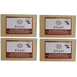Khadi Sandalwood Soap 125 Gm (Pack Of 4) By Parvati Gramodyog Herbal Products - Made In India
