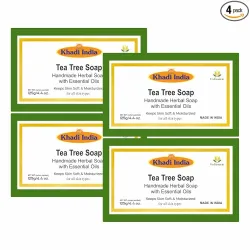 Khadi 100% Pure & Natural Handmade Soap Herbal Khadi TEA TREE SOAP High Grade Tea Tree Essential Oil (Pack of 4) (500 g)