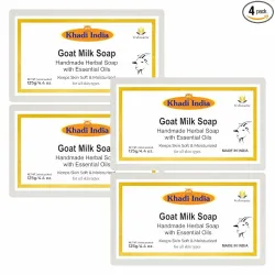 Khadi 100% Pure & Natural Goat Milk White Soap, 125 gm, (Pack of 4), Enriched with Argan Oil & Vitamin C-Best soap for skin Hydration & Nourishment