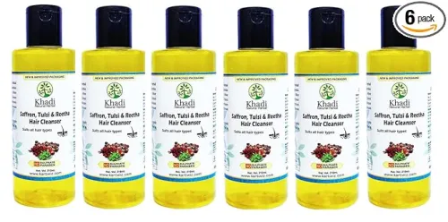 Image of Khadi Natural Herbal Saffron, Tulsi & Reetha Shampoo (1260ml, Pack of 6)