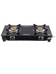 Khaitan Black 2 Burner BP Nano Premium MS Toughened Glass Manual Gas Stove