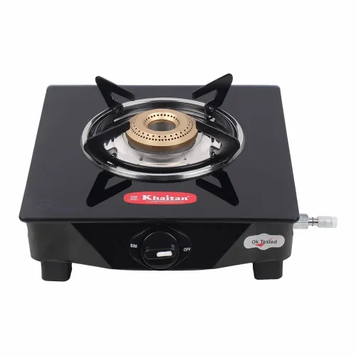 Image of Khaitan 1B BP Black Glass Glass Manual Gas Stove (1 Burners)
