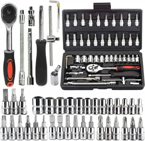 Image of KHANSAHEB 46 In 1 Pcs Tool Kit & Screwdriver and Socket Set,Hand Tool Kit Socket Set  (Pack of 46)