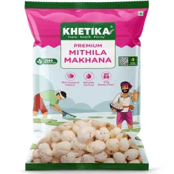 Khetika Premium Mithila Makhana 100g | Dry Fruits in Fresh, Raw Foxnuts, Phool Makhana for Prasadam, Premium Lotus Puffs
