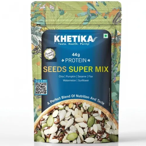 Image of Khetika Super Seeds Mix I 200g I Healthy Snacks I 44g Protein I High in Dietary Fibre I Contains Pumpkin, Sunflower, Wat