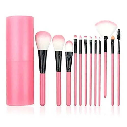 Image of KHUSHI Makeup Brush Set With Storage Barrel Bottle - Pack of 12