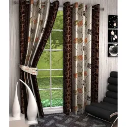 Kiara Tehani Printed Semi-Sheer Door Curtain 9ft, Brown (1 Pc)