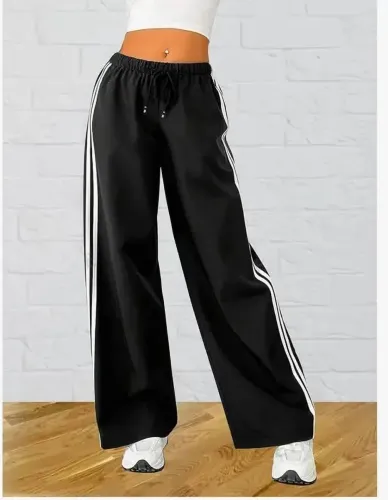 Image of Kiba Retail  Women Striped Black Track Pants
