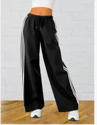 Kiba Retail  Women Striped Black Track Pants