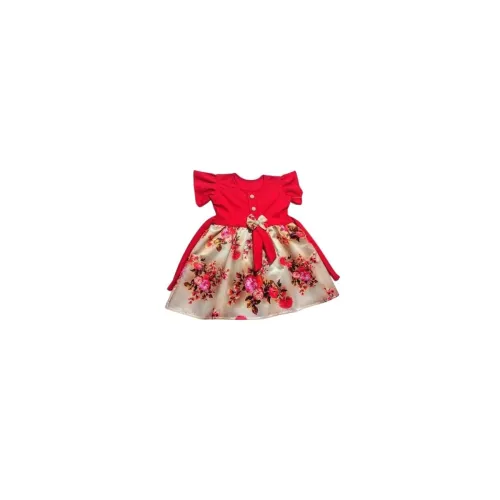 Image of Kid Girl's Pink Floral Printed Knee Length Short Sleeves Dress