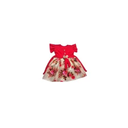 Kid Girl's Pink Floral Printed Knee Length Short Sleeves Satin Frock Dress| Comfortable, Breathable, Lightweight, Skin Friendly|SL_29