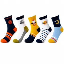 Kid's Socks for Boys and Girls Ankle Socks - Made with Soft & Breathable Cotton with Antibacterial Wash, Pack Of 5