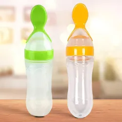 Kidbea Baby Food Feeding Spoon - Ultra Soft Food Grade Silicone for Cereals, Infant 3 Months Plus, 6 to 12 Months (Yello