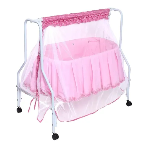 Image of Kiddery Lyra | Baby Cradle | New Improved Mattress Design | Mosquito Protection Net | All Wheel Lock | Smooth Swing | Jh