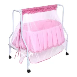 Kiddery Lyra Baby Cradle New Improved Mattress Design osquito Protection Net