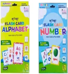 Kiddie Castle My Flash Cards Pack of 2 Alphabets and Numbers Pack of 32 Cards (Multicolor)