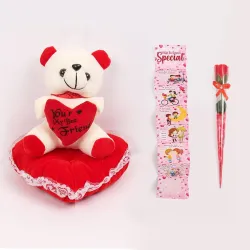 Kiddie Castle Teddy 24 cm with Greeting Card and Rose